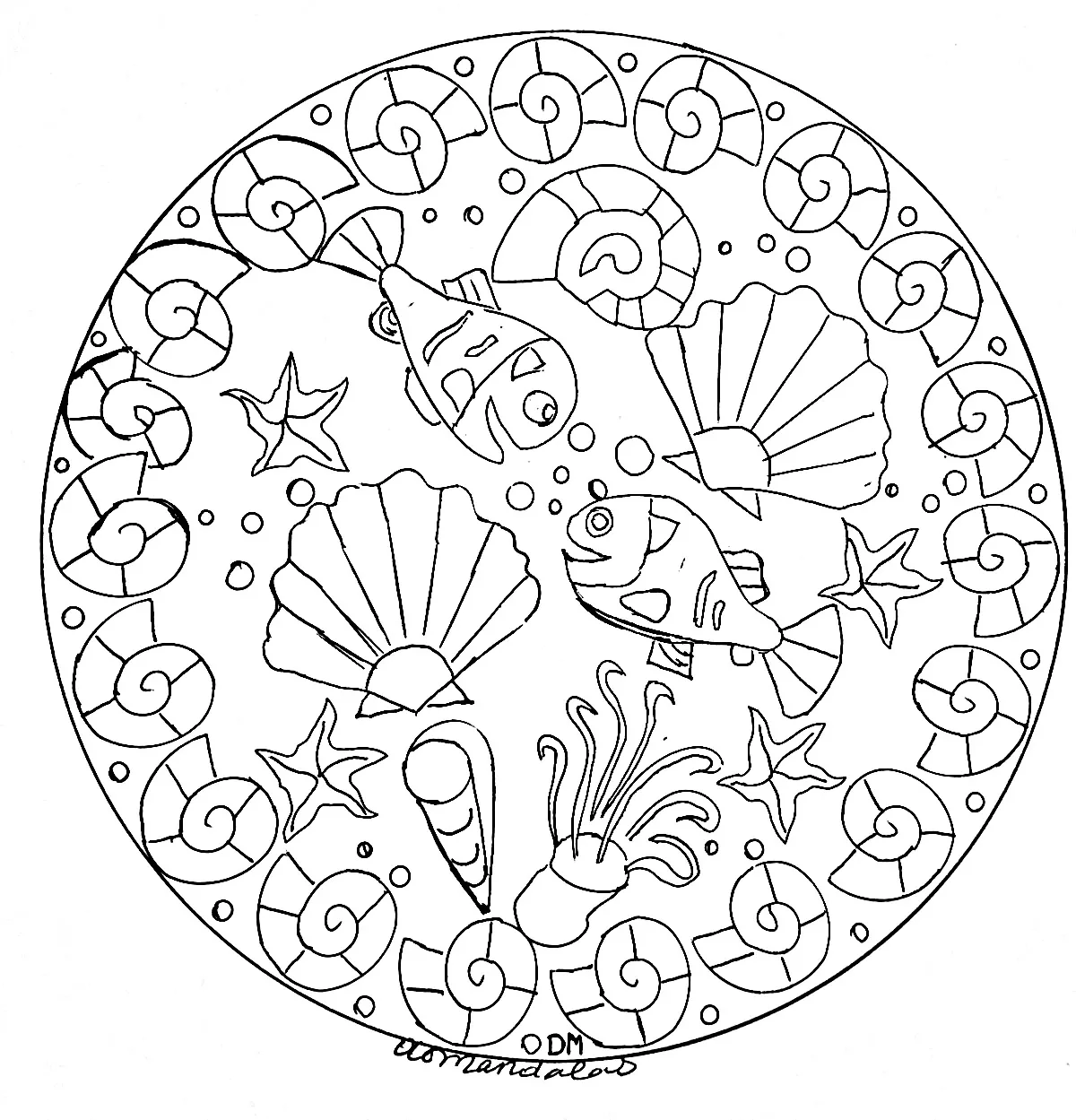 Meeresboden-Mandala (Schwierigkeitsgrad Mandalas : Normal)