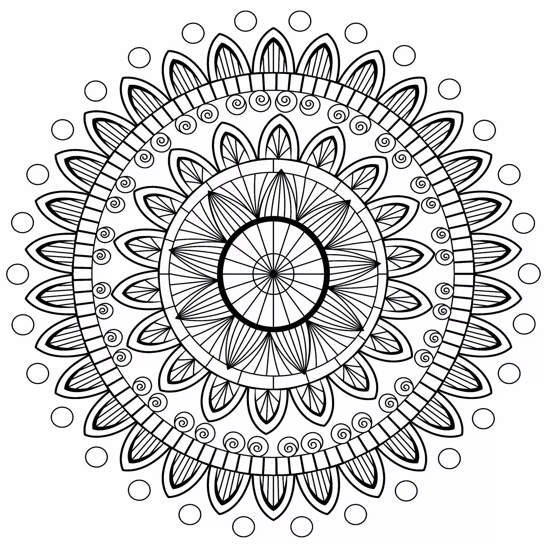 Mandala mit abstrakten Blütenblättern (Schwierigkeitsgrad Mandalas : Normal)