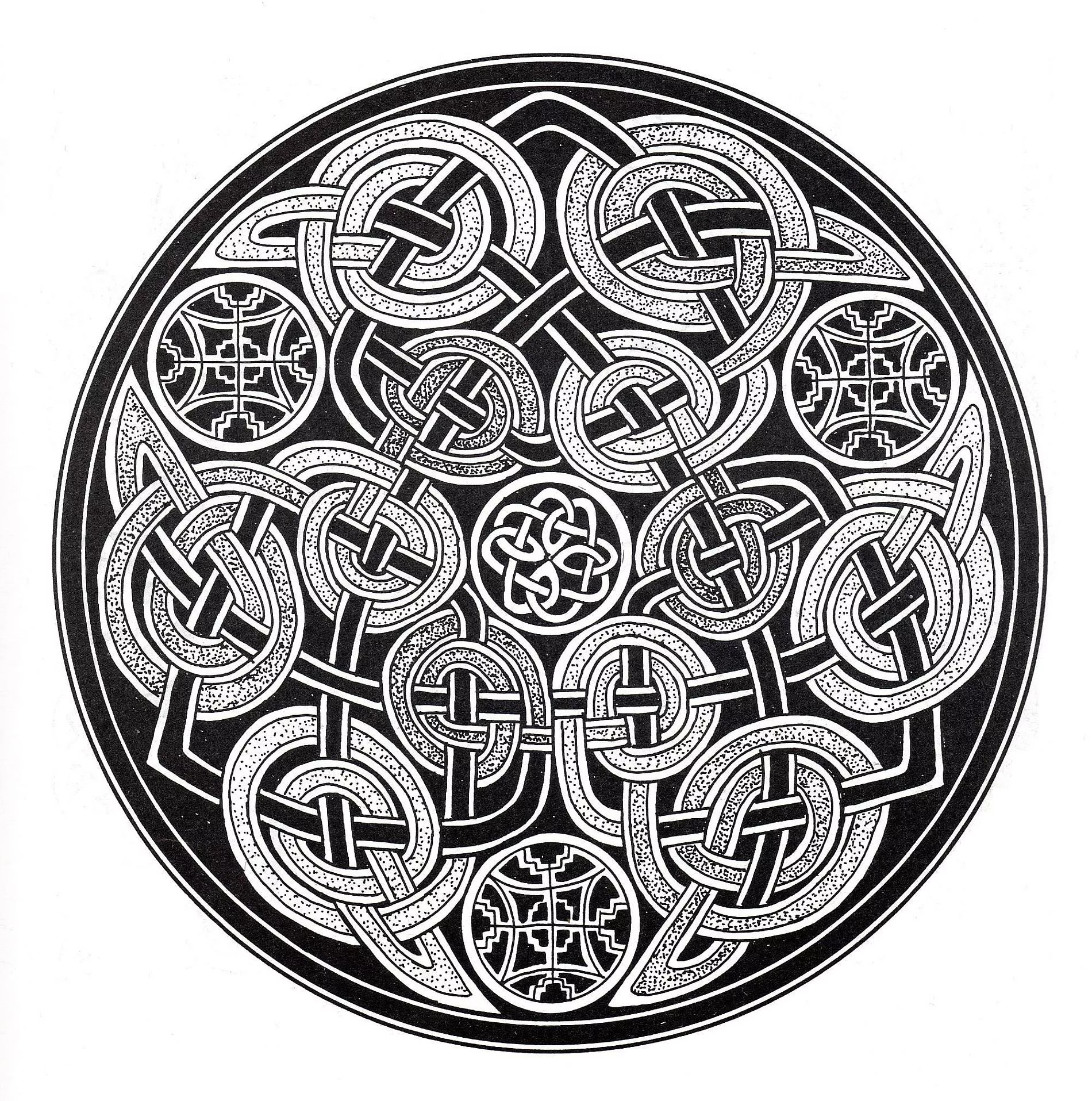 Mandala schwarzer Hintergrund (Schwierigkeitsgrad Mandalas : Normal)