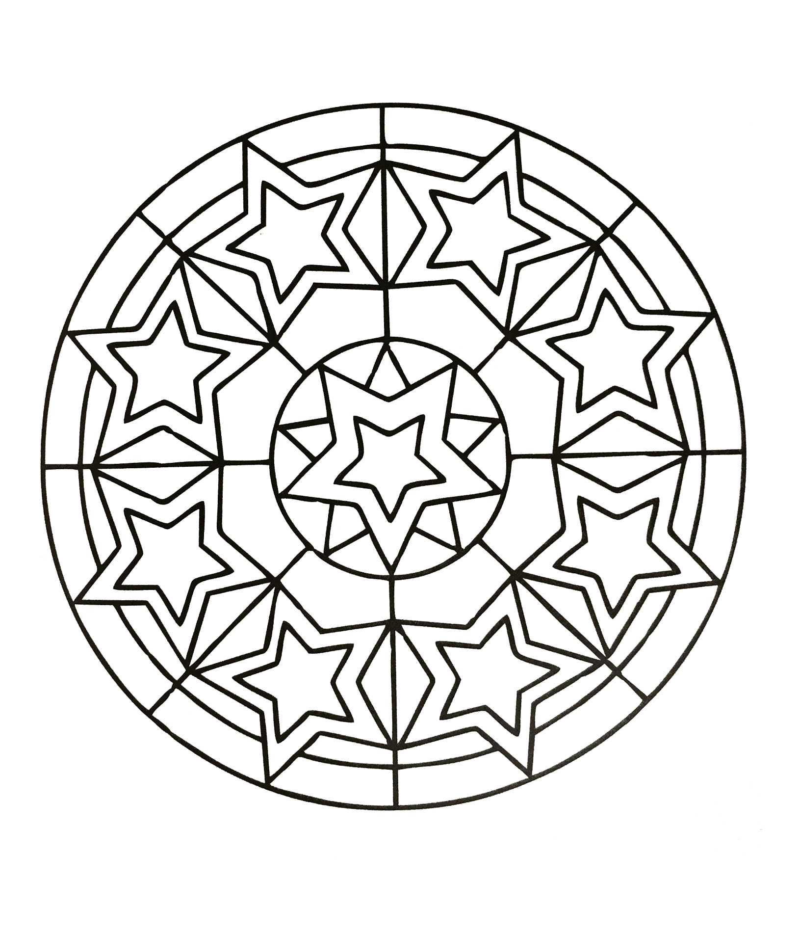 Mandala-a-farbig-gratis-glückssternchen (Schwierigkeitsgrad Mandalas : Normal)