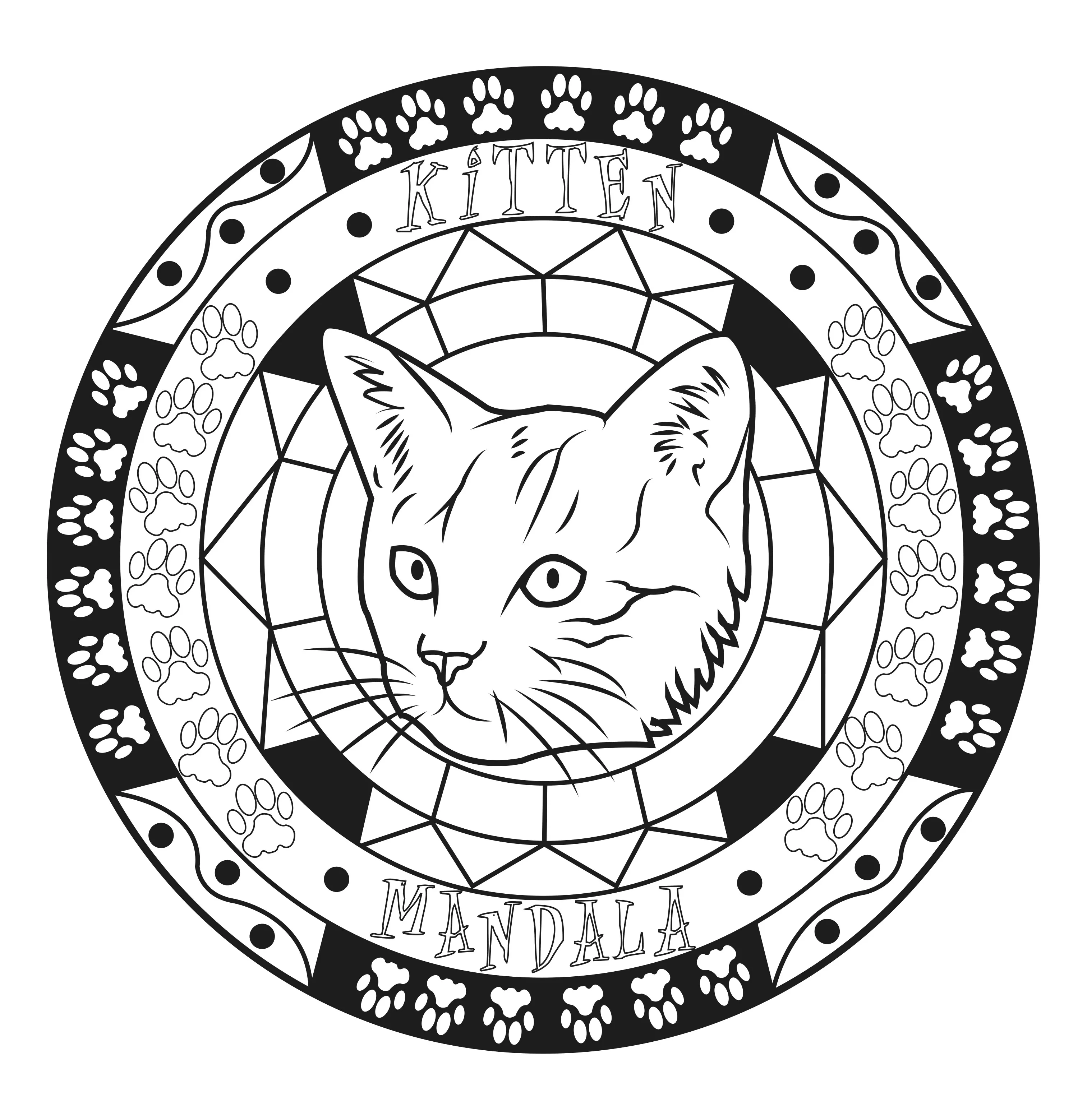 Mandala erwachsene Katze (Schwierigkeitsgrad Mandalas : Normal)