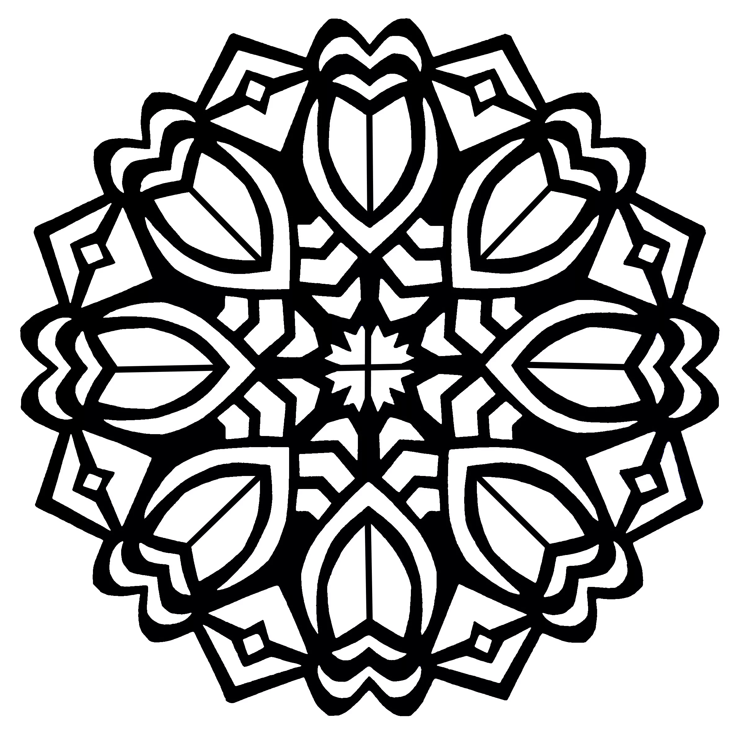 Blumen-Art-Deco-in-einem-Mandala (Schwierigkeitsgrad Mandalas : Normal)