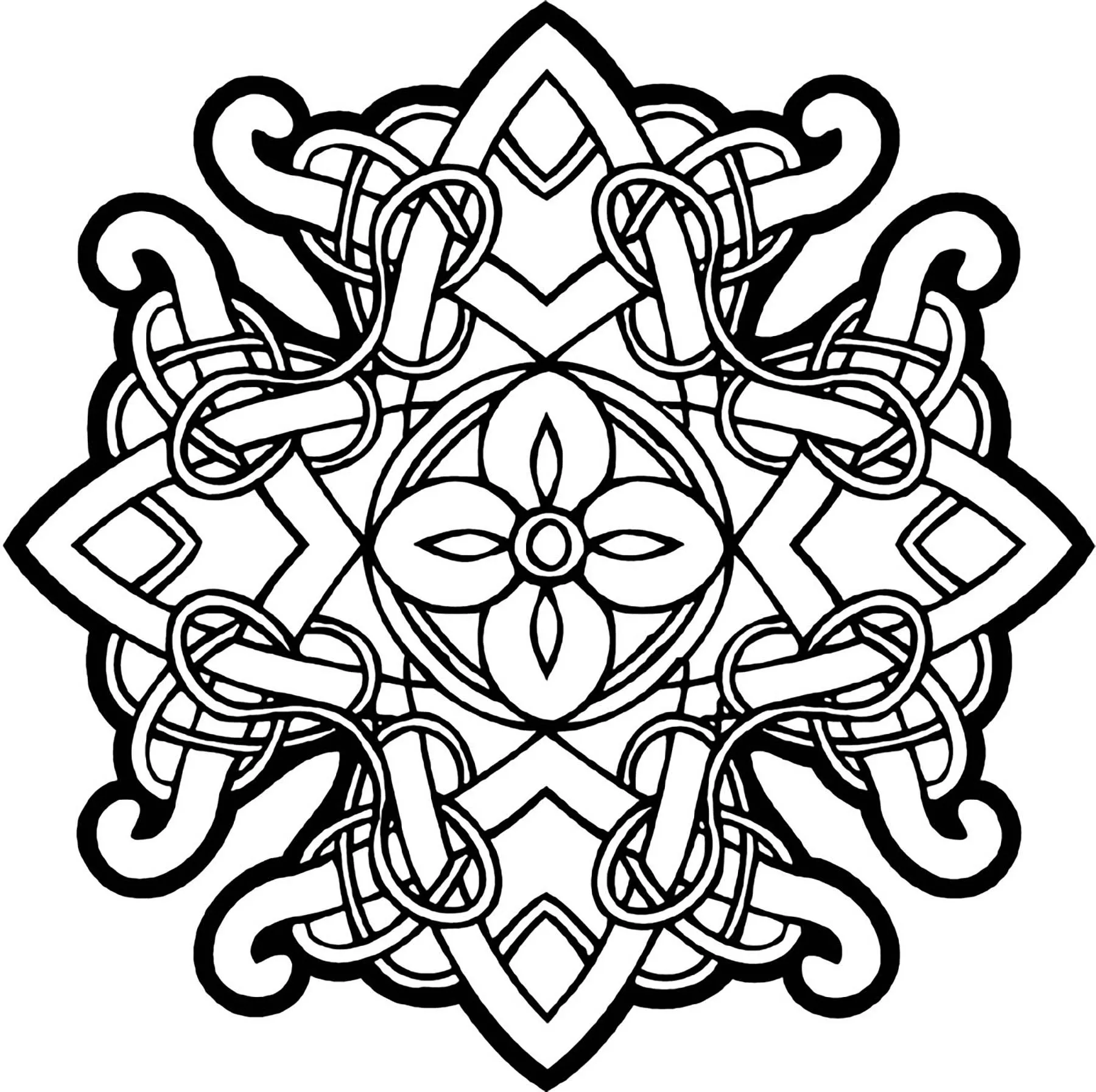 Stilvolles Mandala (Schwierigkeitsgrad Mandalas : Normal)