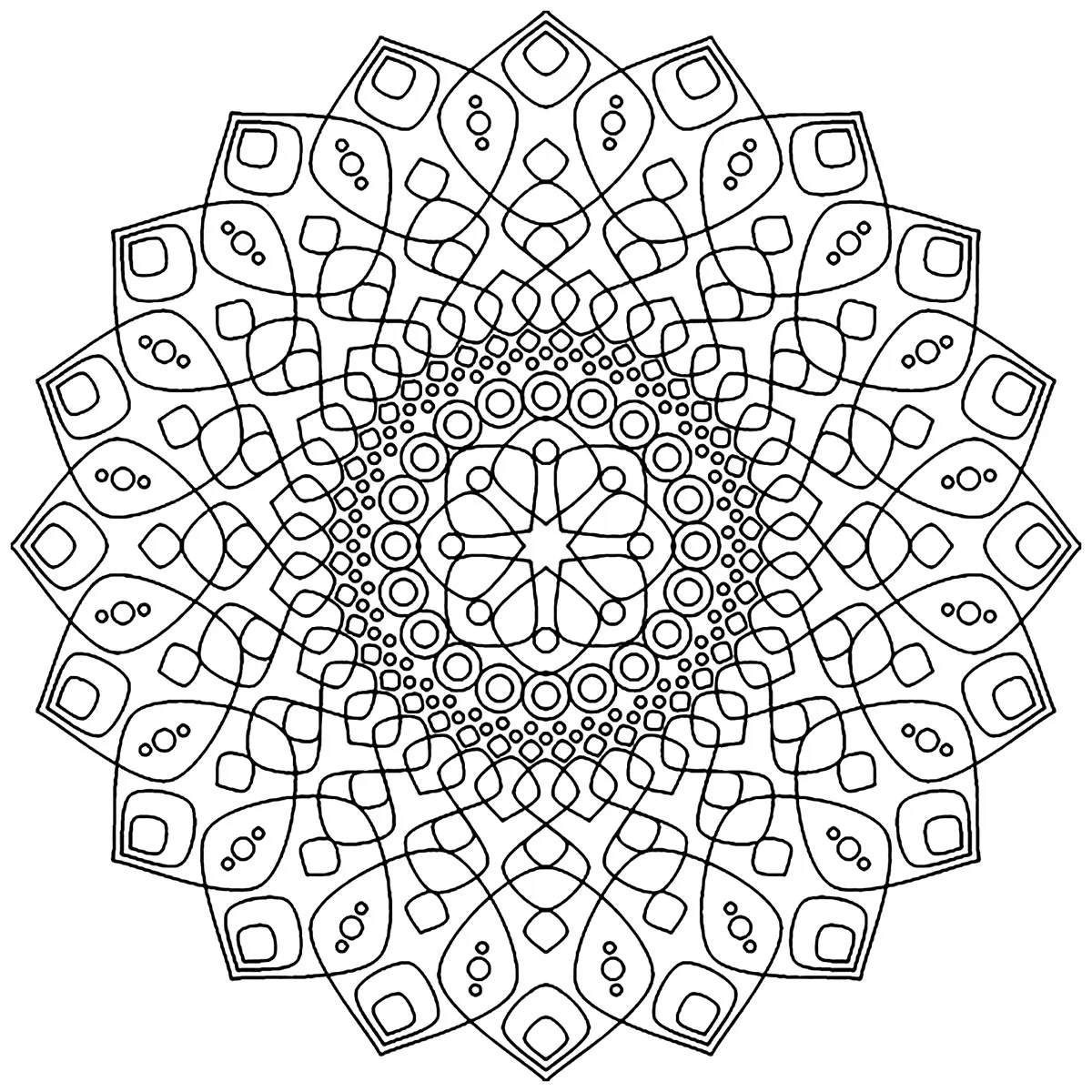 Beruhigendes und stressabbauendes Mandala (Schwierigkeitsgrad Mandalas : Normal)