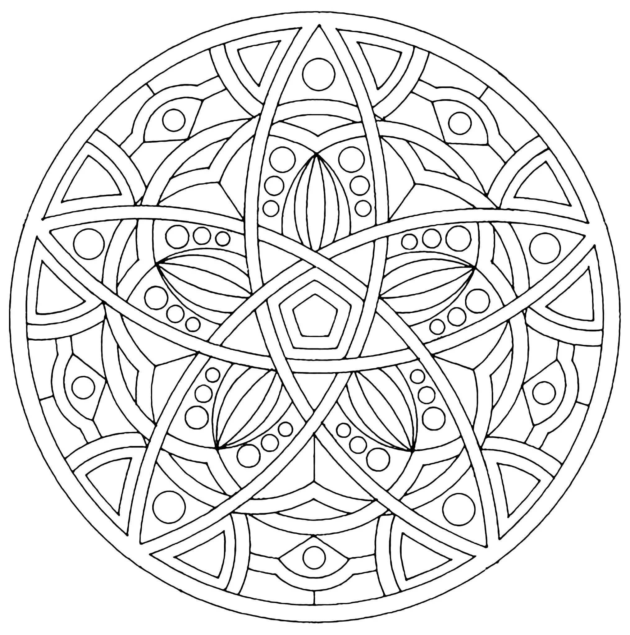 Sehr harmonisches und regelmäßiges Mandala (Schwierigkeitsgrad Mandalas : Normal)