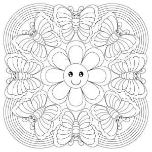 Mandala A Farbig Gratis Schmetterling Und Kleine Blume