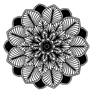 Mandala Blätter schwarz & weiß