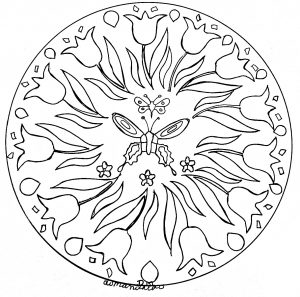 Mandala Schmetterling Und Blumen