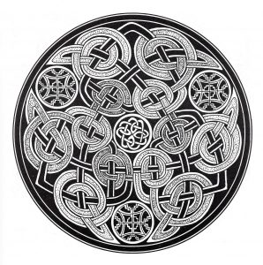 Mandala schwarzer Hintergrund (Schwierigkeitsgrad Mandalas : Normal)