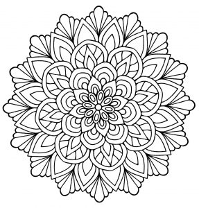 Einfaches Mandala mit Blättern (Schwierigkeitsgrad Mandalas : Normal)