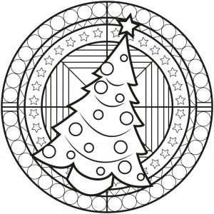 Mandala Weihnachtsbaum (Schwierigkeitsgrad Mandalas : Normal)