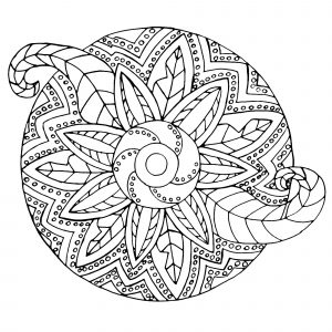 Metallisches Mandala / Pflanzen (Schwierigkeitsgrad Mandalas : Normal)