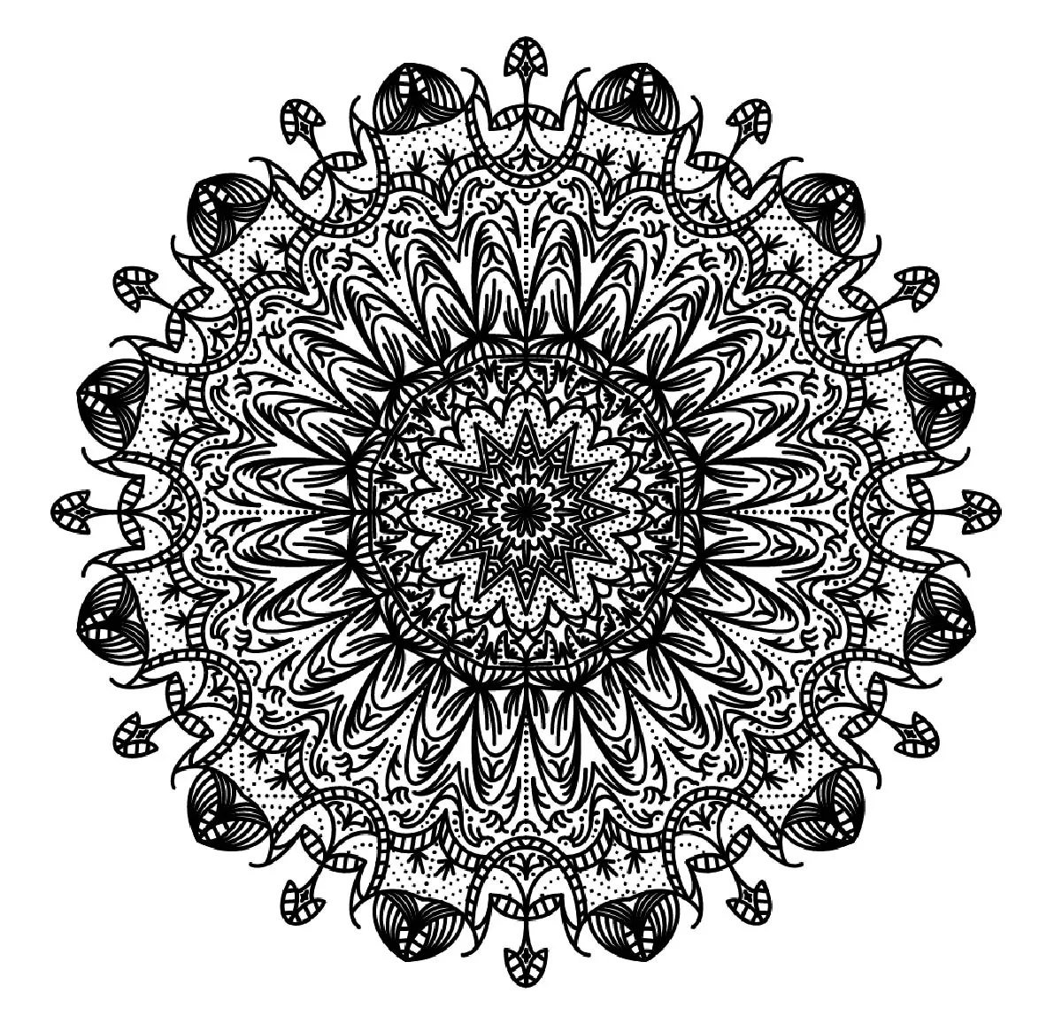 Mandala-a-colorier-gratuit-traits-epais (Schwierigkeitsgrad Mandalas : Schwierig)