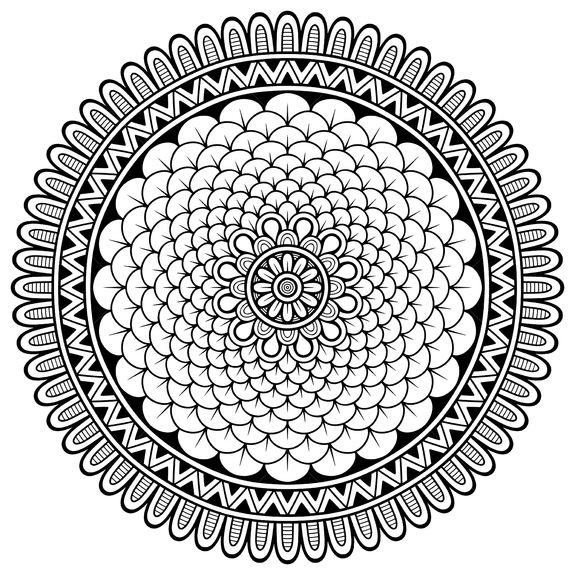 Mandala kleine Blütenblätter (Schwierigkeitsgrad Mandalas : Schwierig)
