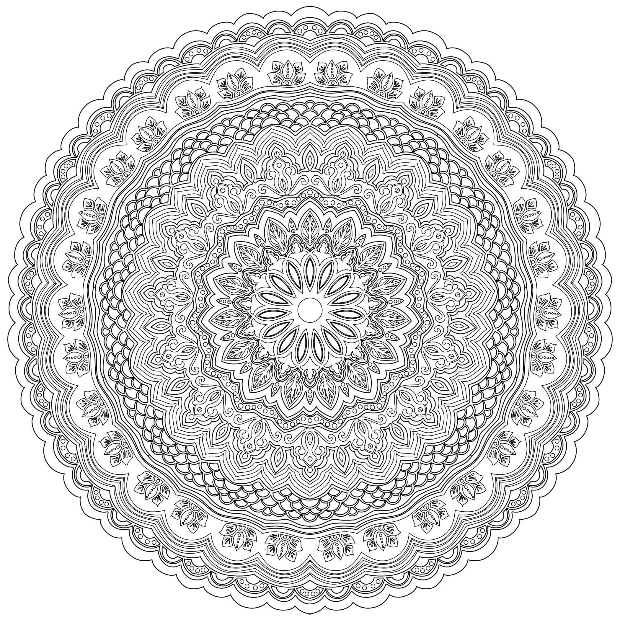 Mandala Anti-Stress-Komplex - 10 (Schwierigkeitsgrad Mandalas : Schwierig)