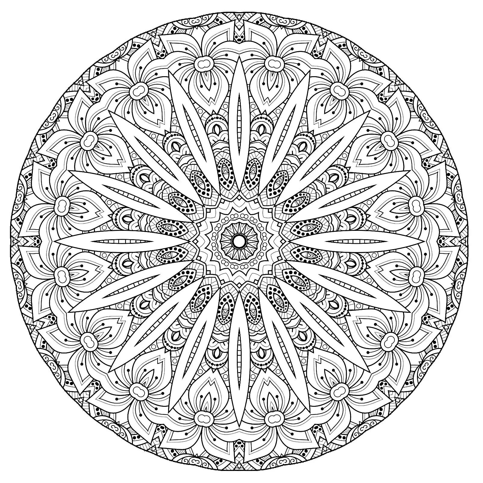 Wunderschönes Blumenmandala (Schwierigkeitsgrad Mandalas : Schwierig)