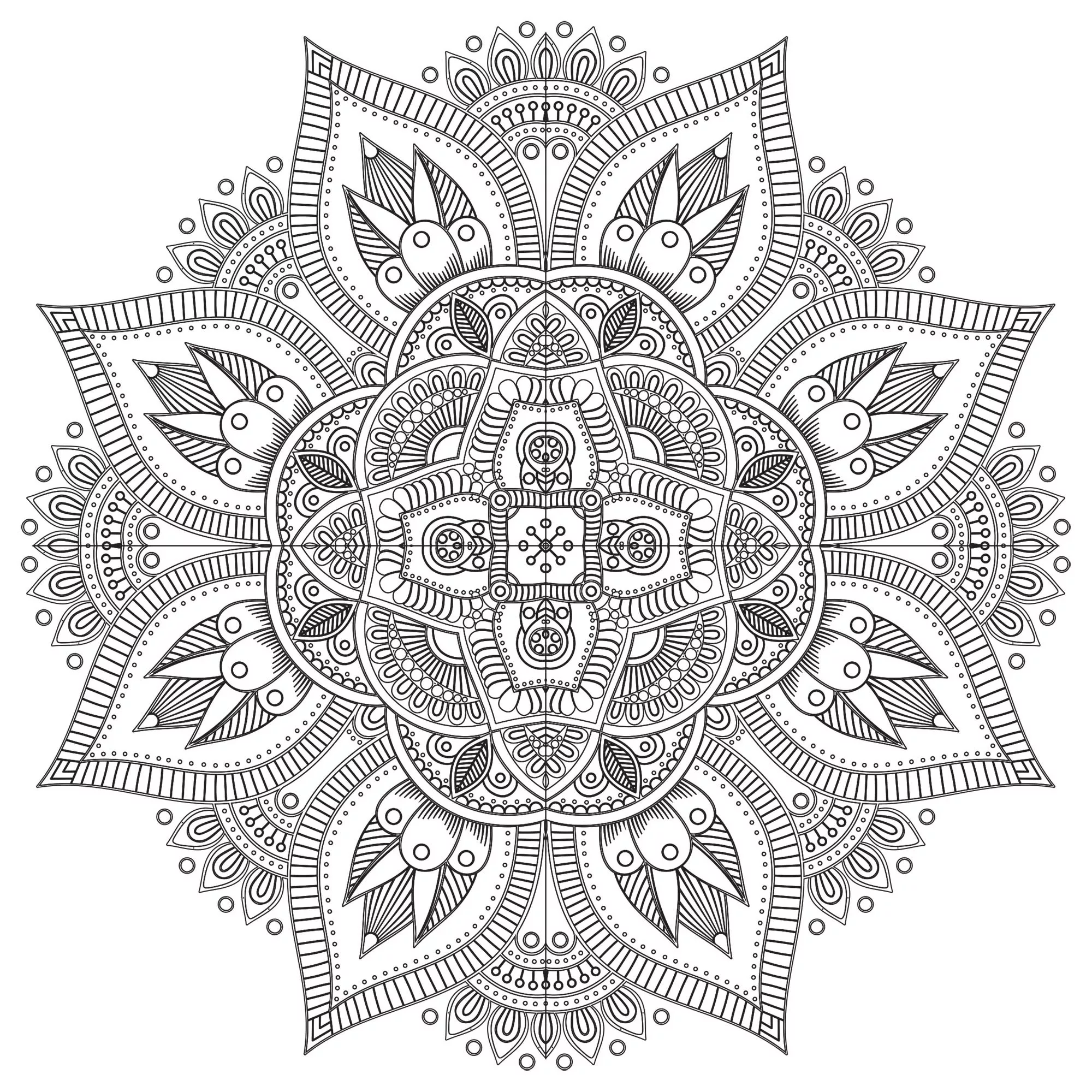 Mandala-Komplexe Anti-Stress - 8 (Schwierigkeitsgrad Mandalas : Schwierig)