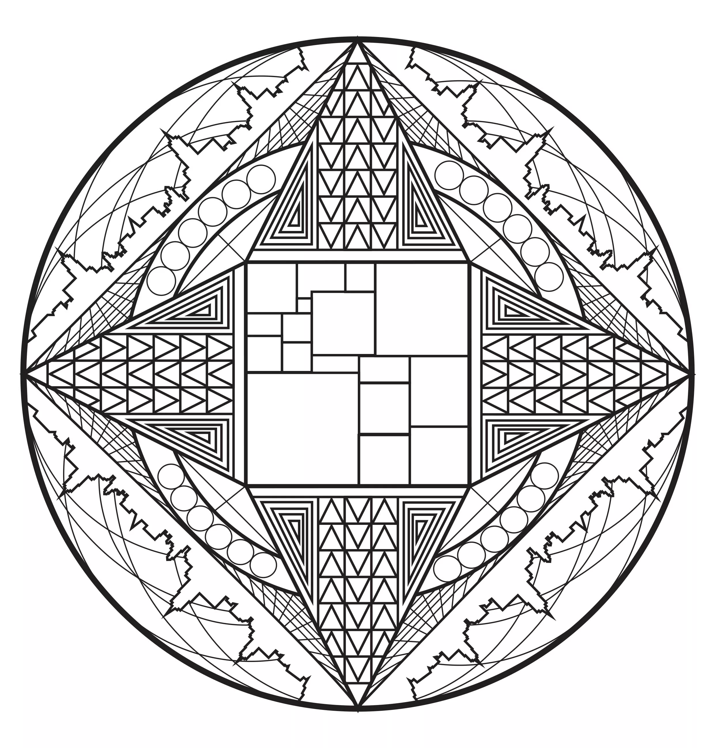 Komplexes Mandala und Stadt (Schwierigkeitsgrad Mandalas : Schwierig)
