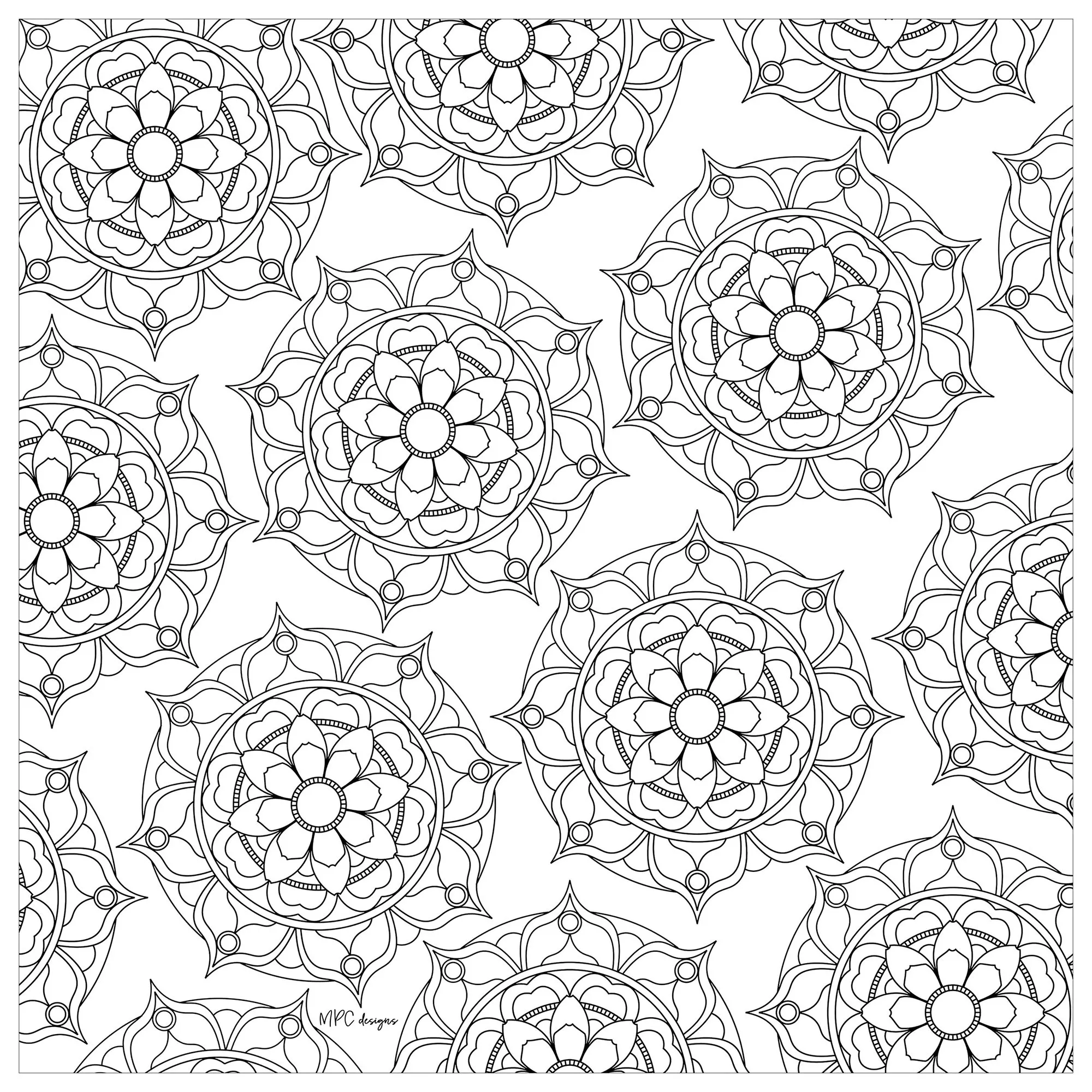Mandala in quadratischer Zone (Schwierigkeitsgrad Mandalas : Schwierig)