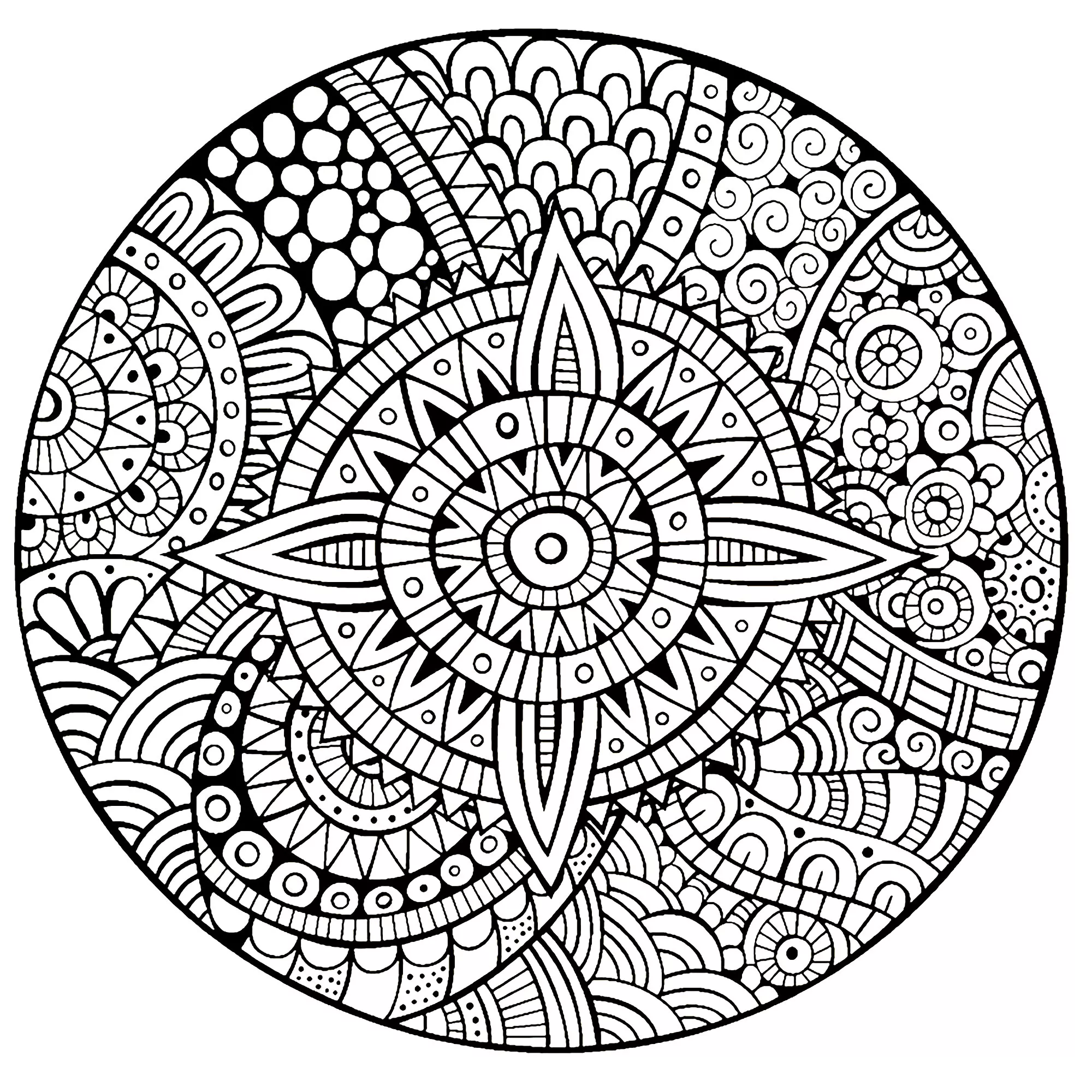 Stern-Mandala dicke Linien (Schwierigkeitsgrad Mandalas : Schwierig)