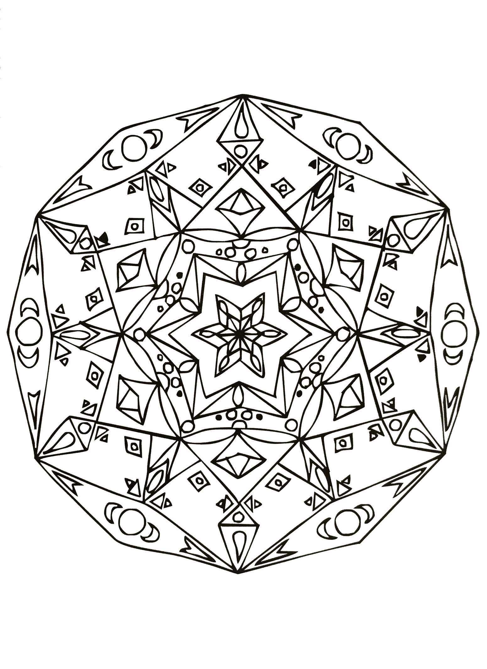 Mandala aus Sternen (Schwierigkeitsgrad Mandalas : Schwierig)