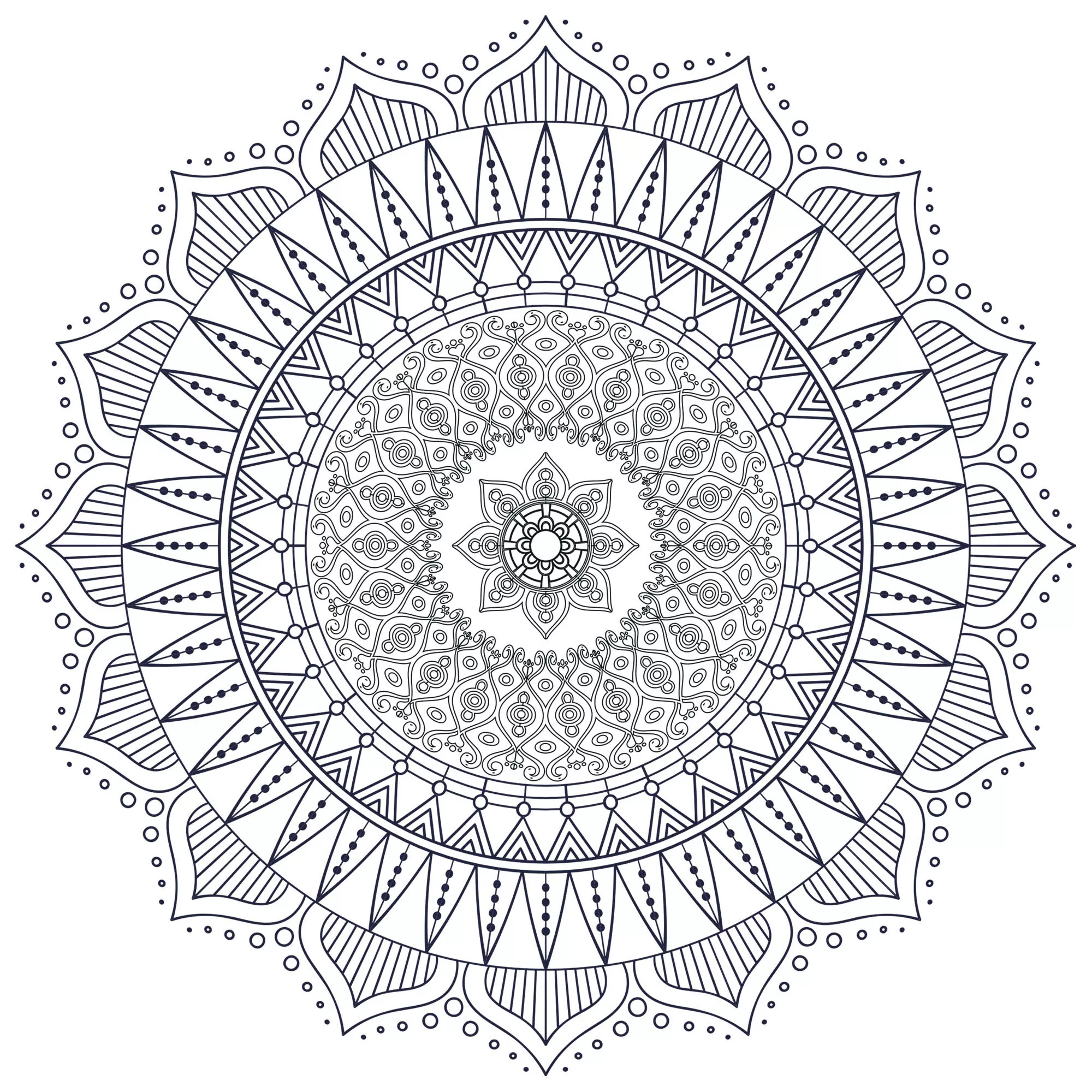 Mandala-Komplexe Anti-Stress - 7 (Schwierigkeitsgrad Mandalas : Schwierig)