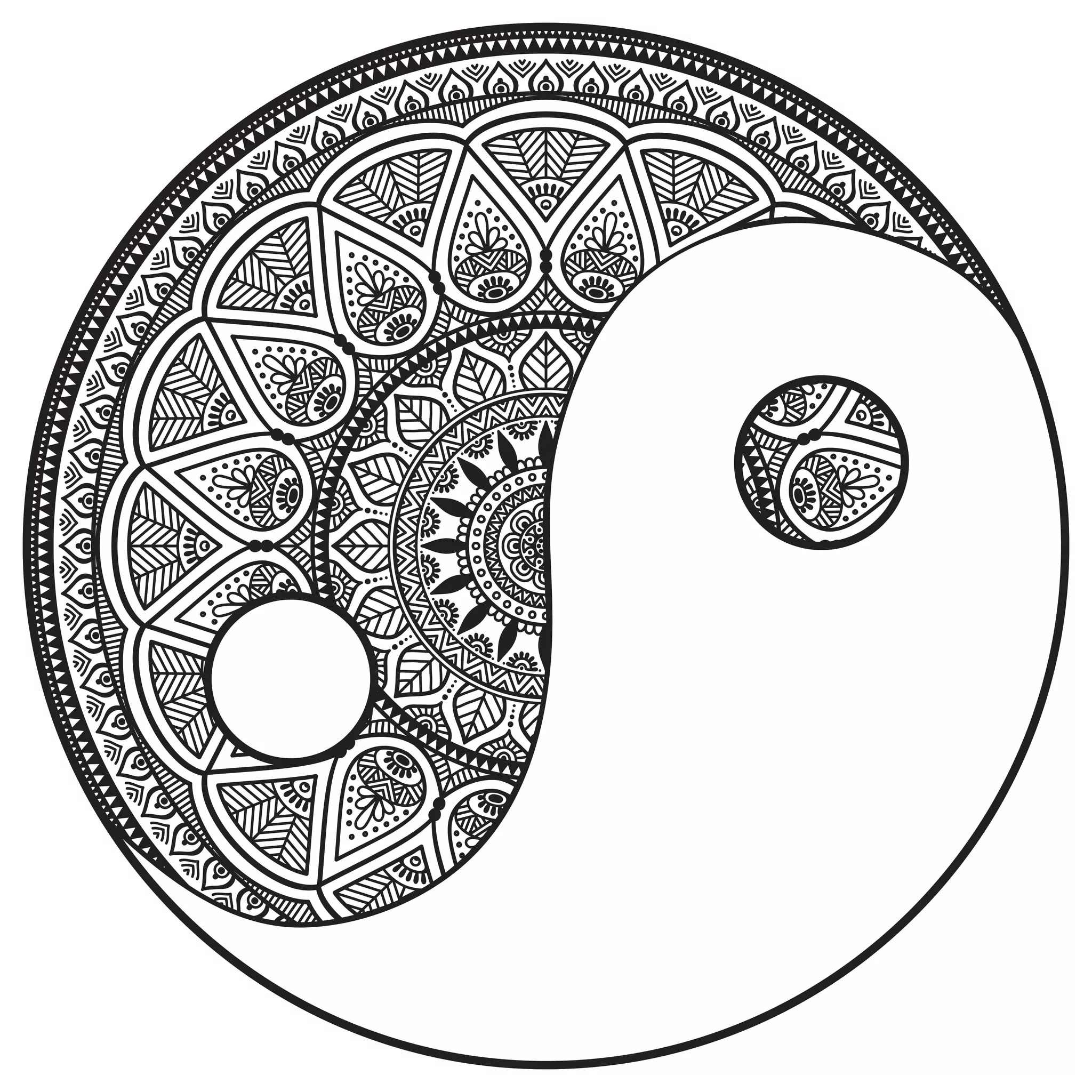 Yin & Yang Mandala (Schwierigkeitsgrad Mandalas : Schwierig)