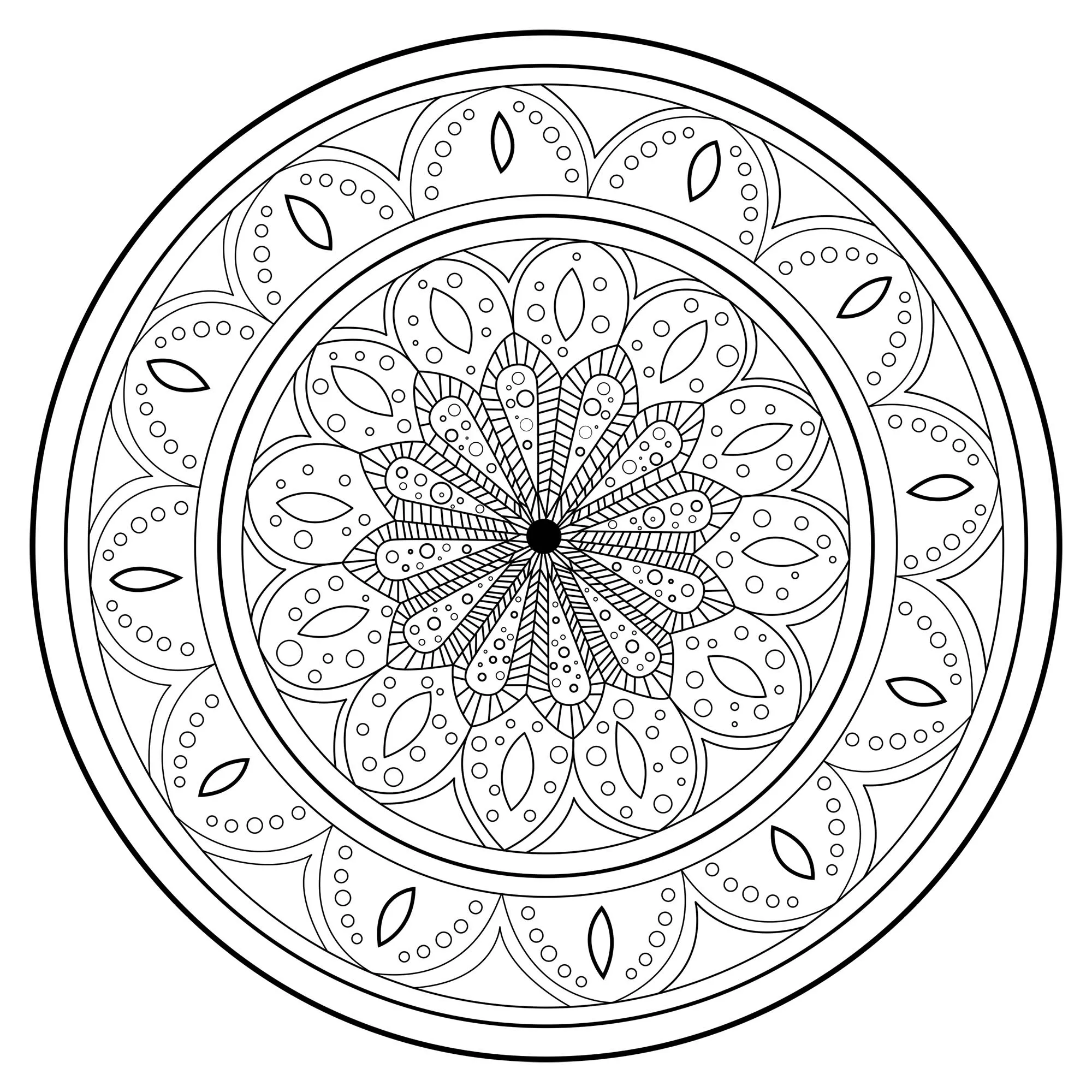 Magisches und komplexes Mandala (Schwierigkeitsgrad Mandalas : Schwierig)