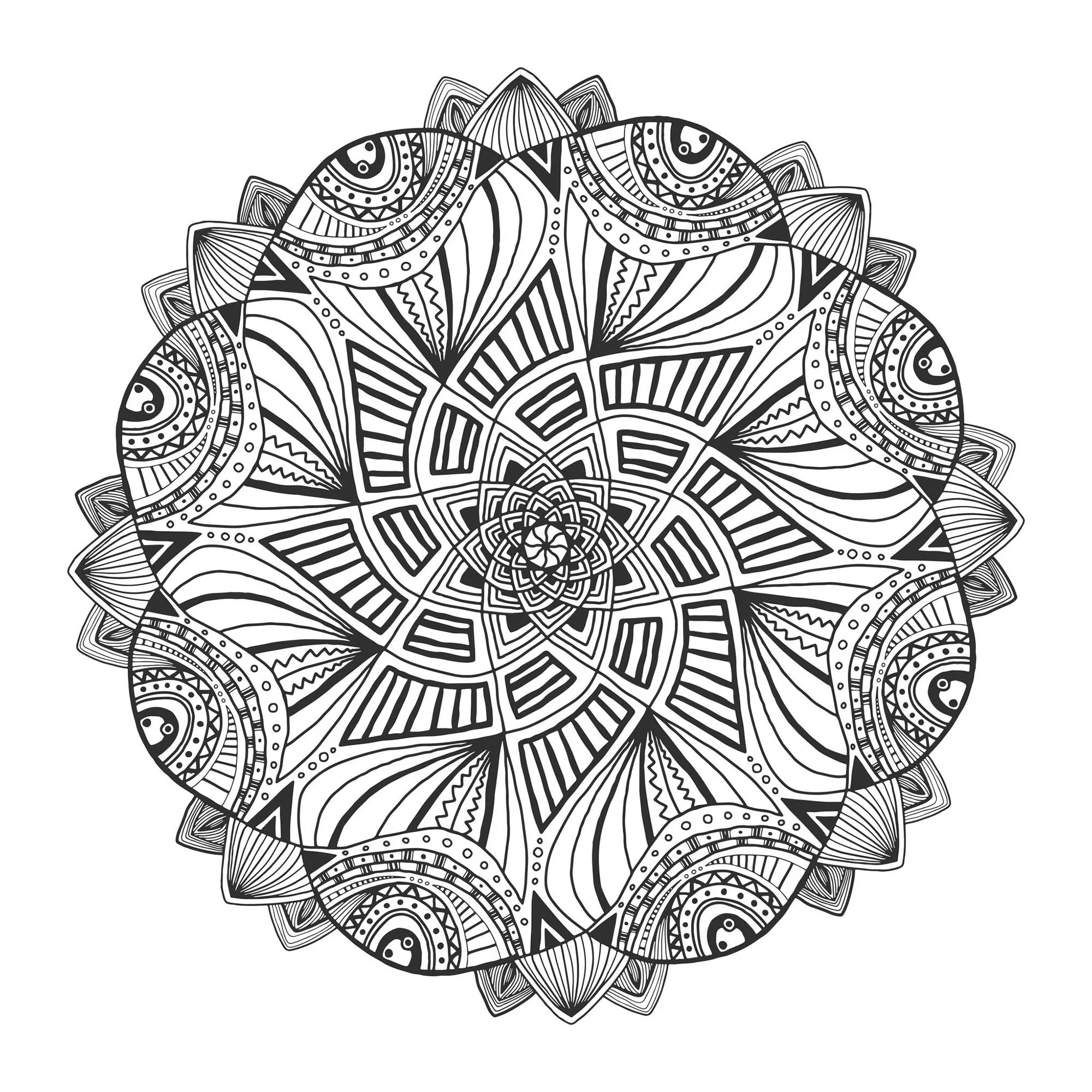 Hypnotisches Mandala (Schwierigkeitsgrad Mandalas : Schwierig)