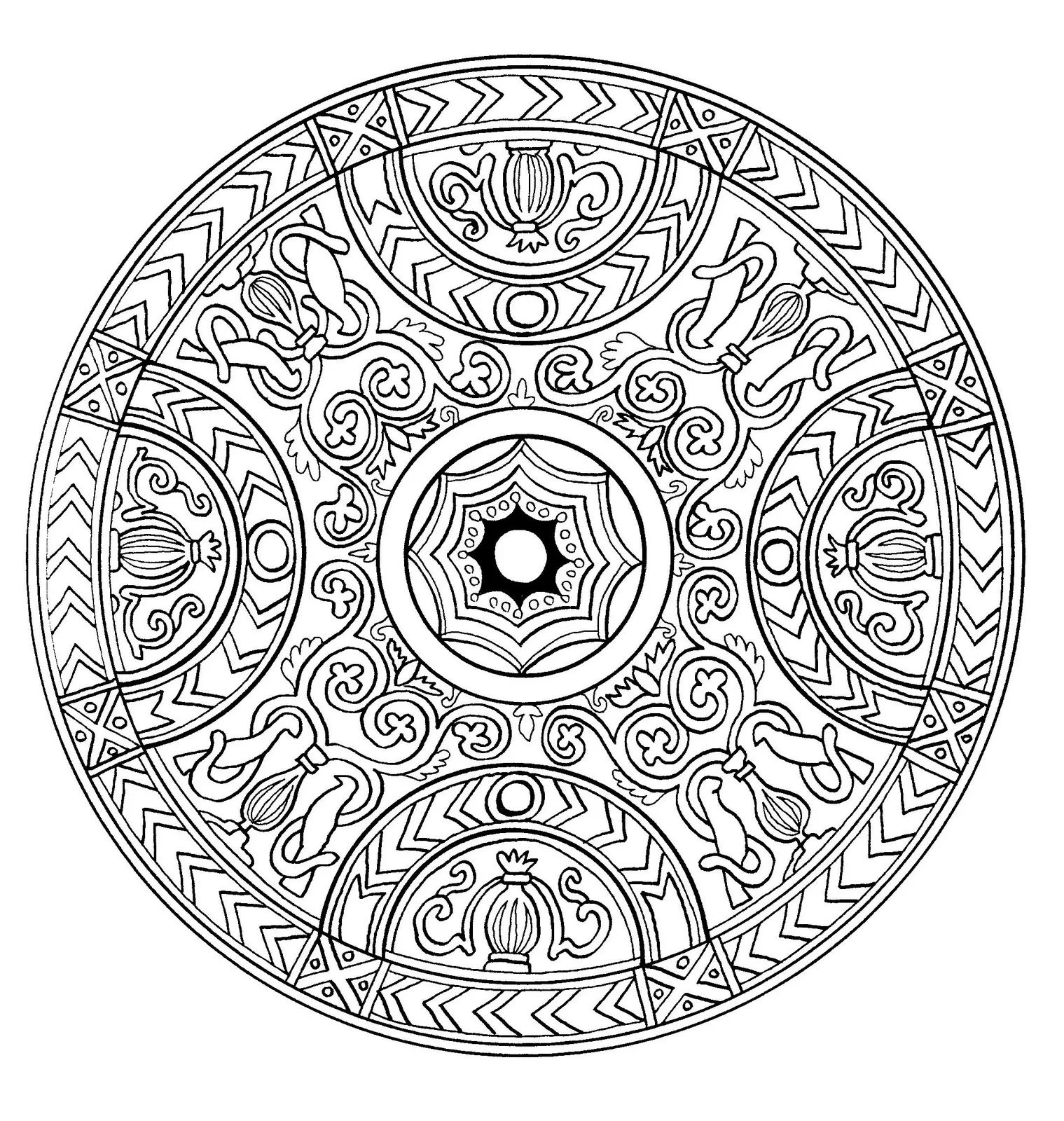 Mandala-a-colorier-difficile (20) (Schwierigkeitsgrad Mandalas : Schwierig)