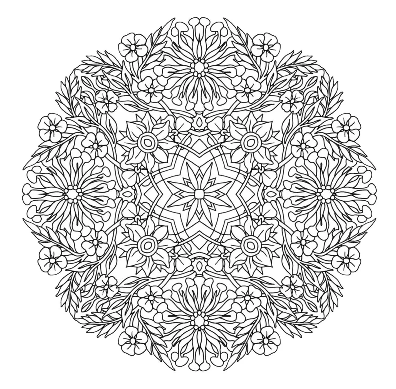 Mandala-a-colorier-free-flowers-to-Petals (Schwierigkeitsgrad Mandalas : Schwierig)