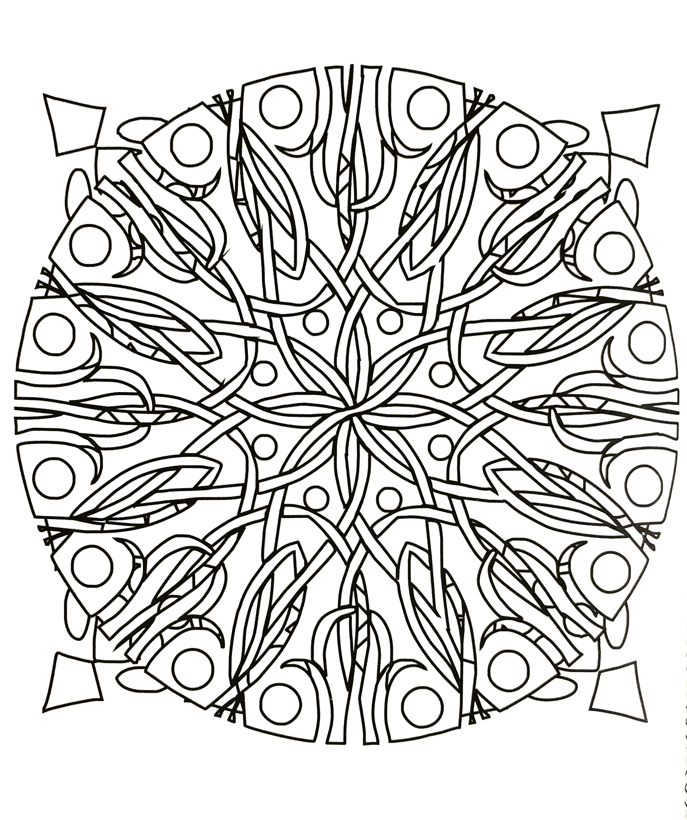 Sympathisches Mandala (Schwierigkeitsgrad Mandalas : Schwierig)