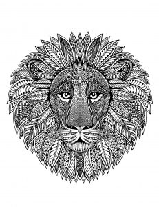 Mandala Löwenkopf (Schwierigkeitsgrad Mandalas : Schwierig)