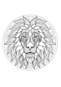 Mandala Löwenkopf - 3 (Schwierigkeitsgrad Mandalas : Schwierig)
