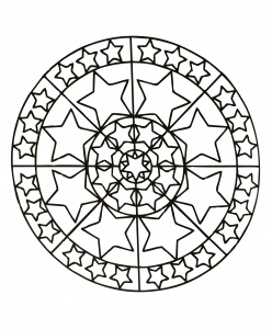 Mandala mit 8 großen und kleinen Sternen