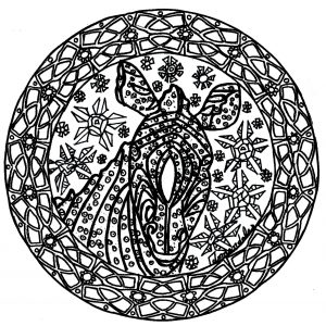 Mandala mit einem schwarzen (Schwierigkeitsgrad Mandalas : Schwierig)