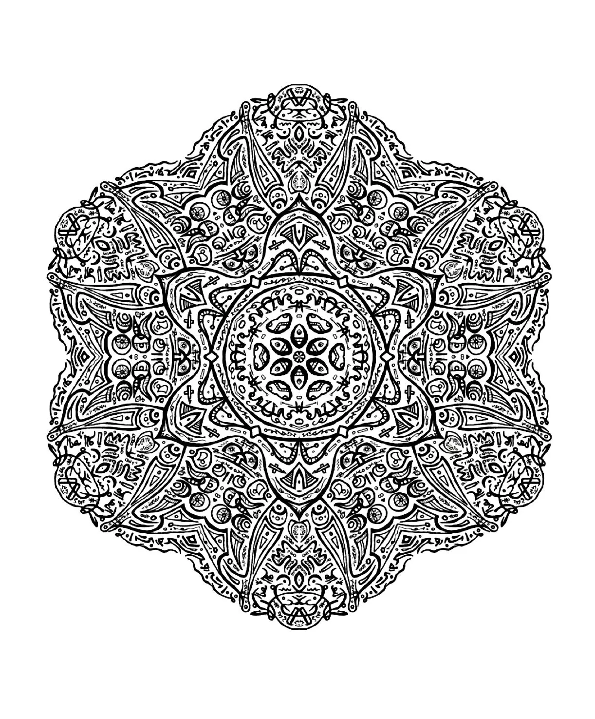 Ultradetailliertes und feines Mandala (Schwierigkeitsgrad Mandalas: Sehr schwierig)