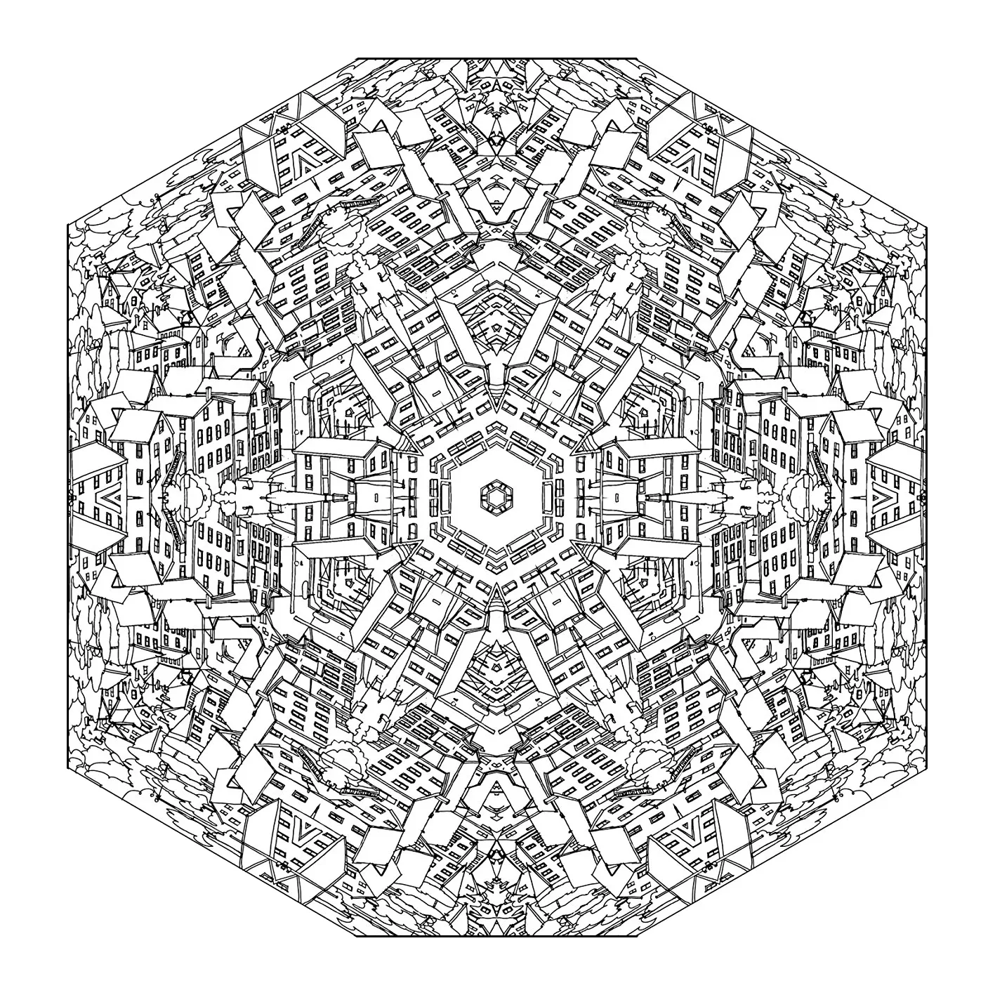 Mandala-Dorf & Harmonie (Schwierigkeitsgrad Mandalas: Sehr schwierig)
