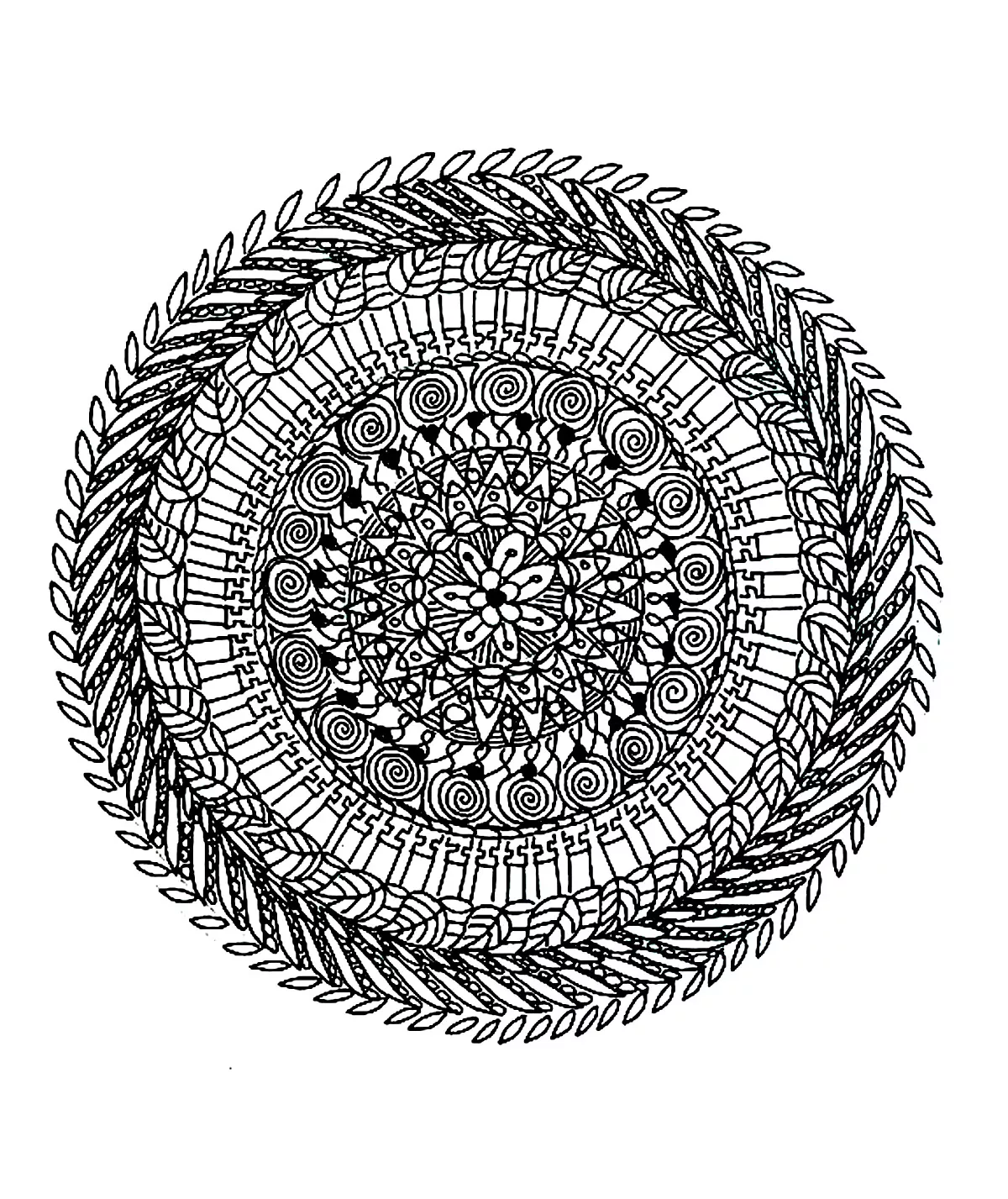 Ausmalen eines komplexen Mandalas (Schwierigkeitsgrad Mandalas: <b>Sehr schwierig</b>)