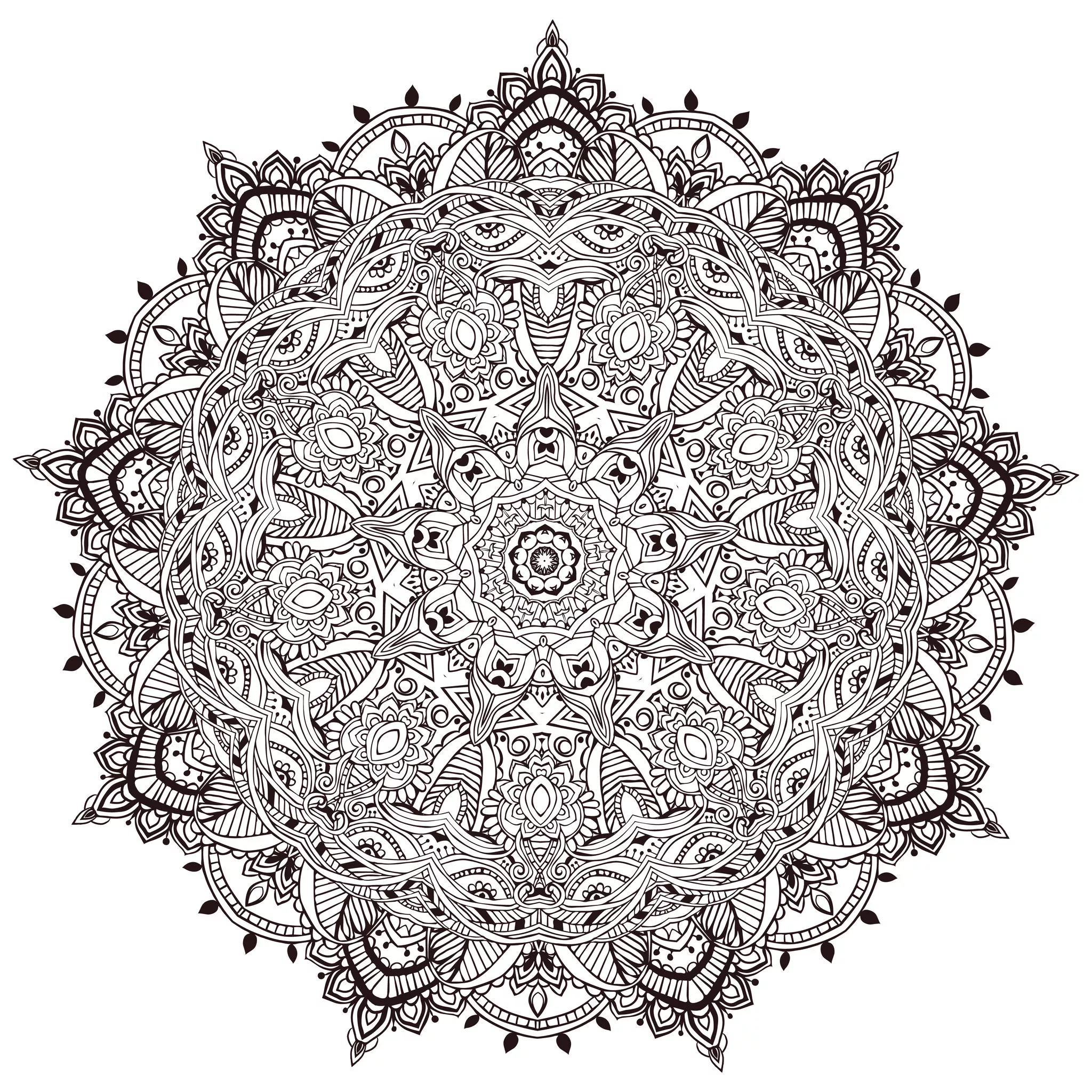 Ultradetailliertes Mandala (Schwierigkeitsgrad Mandalas: Sehr schwierig)