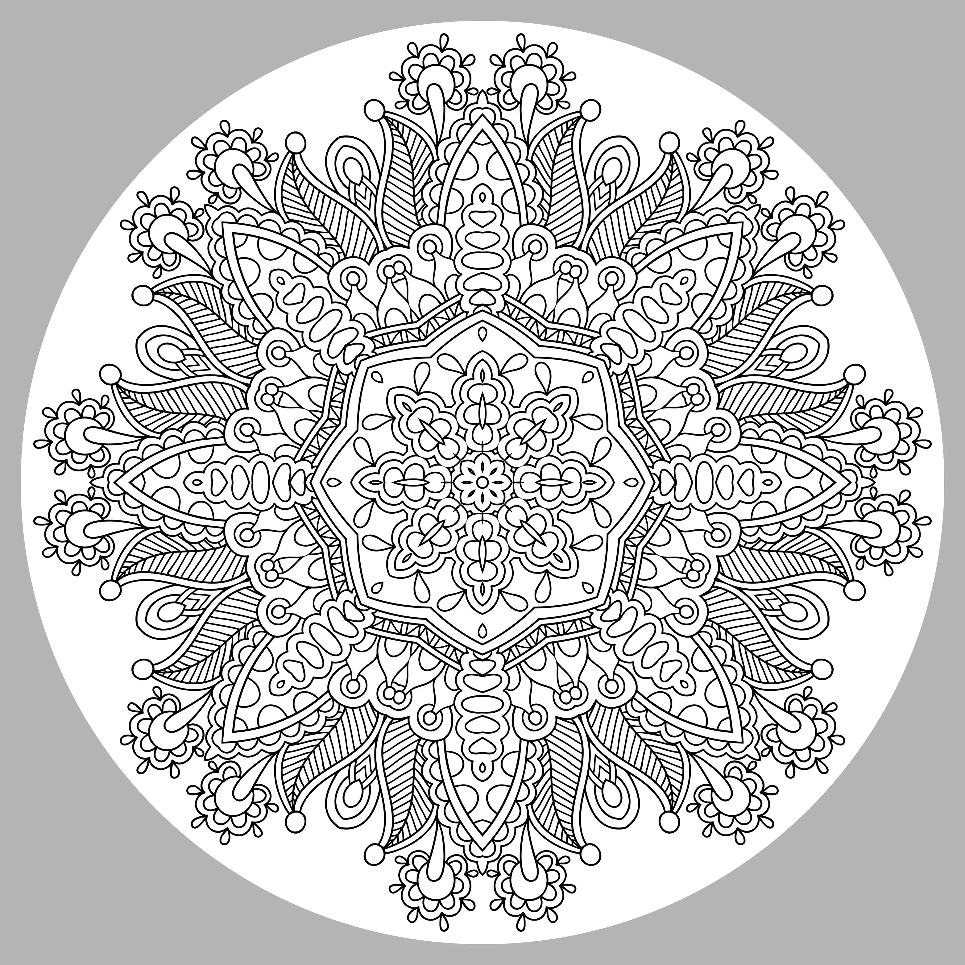 Komplexes Mandala mit sehr feinen (Schwierigkeitsgrad Mandalas: Sehr schwierig)