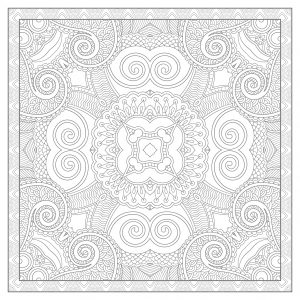 Joli mandala carré (Schwierigkeitsgrad Mandalas: Sehr schwierig)