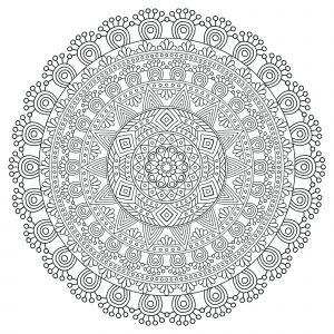 Sehr detailliertes Anti-Stress-Mandala (Schwierigkeitsgrad Mandalas: Sehr schwierig)