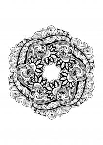 Mandala Blätter & Blumen (Schwierigkeitsgrad Mandalas: Sehr schwierig)