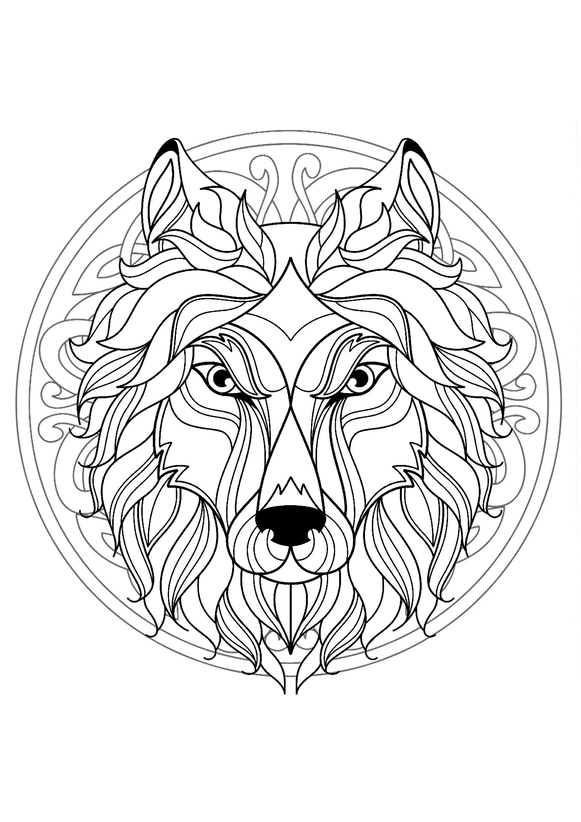 Wolfskopf-Mandala - 4 (Thematische Mandalas : Tiere)