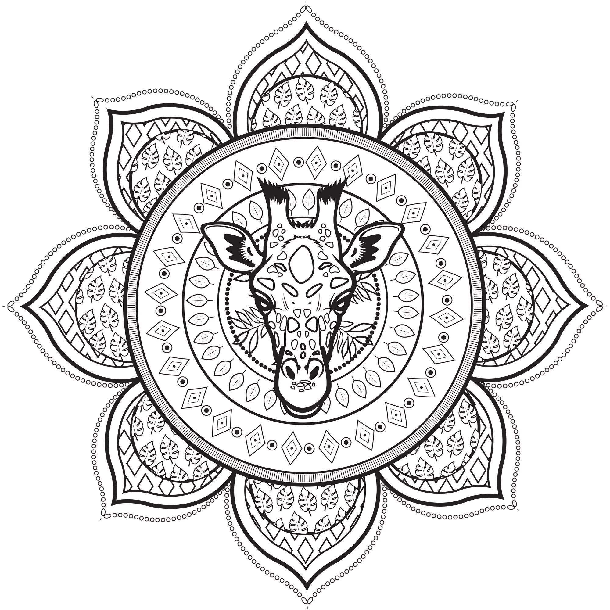 Mandala-Giraffe (Thematische Mandalas : Tiere)