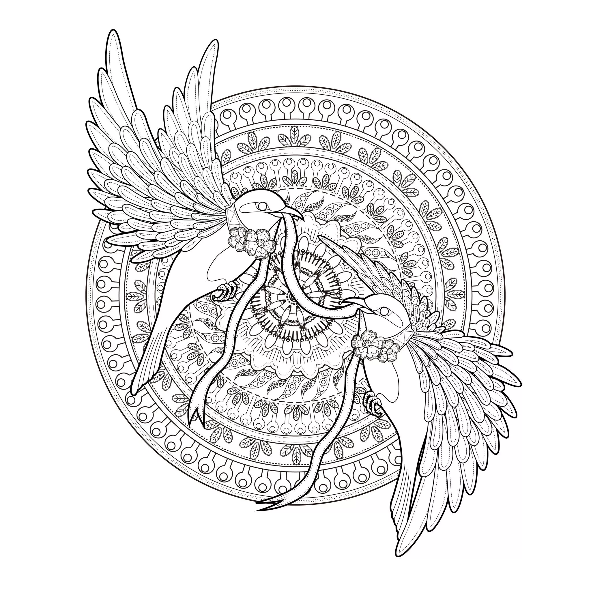 Mandala Frühlingsschwalben (Thematische Mandalas : Tiere)