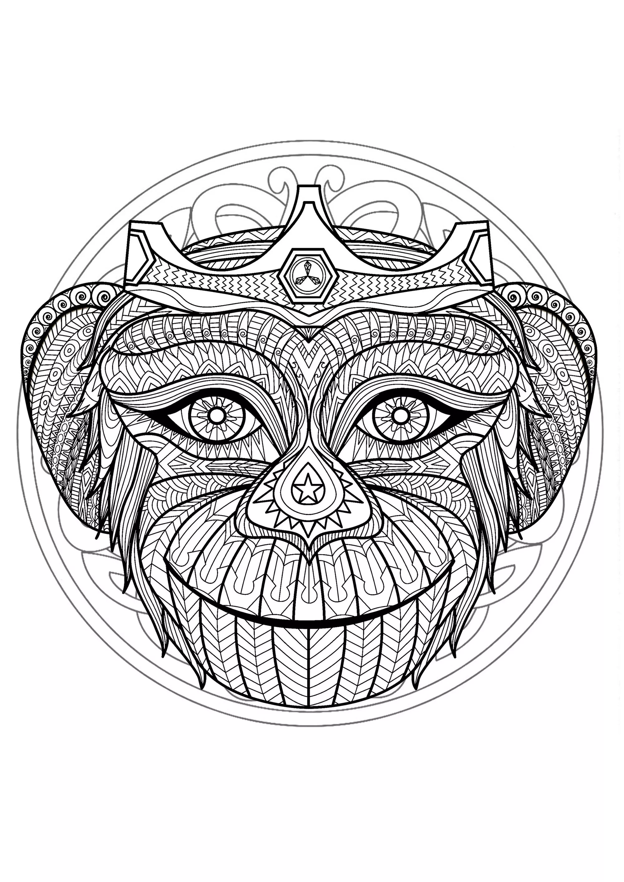 Mandala Affenkopf - 1 (Thematische Mandalas : Tiere)