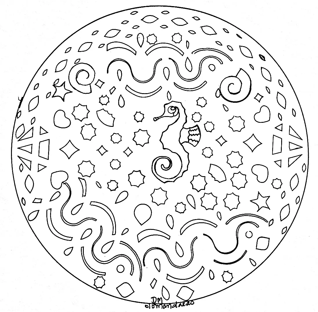 Mandala hippocampe (Thematische Mandalas : Tiere)