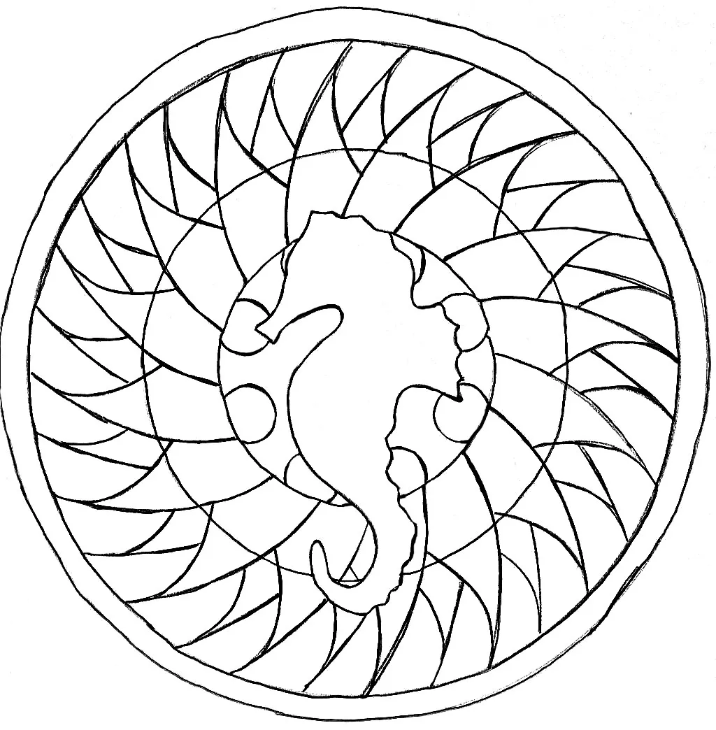 Mandala hippocampe (Thematische Mandalas : Tiere)